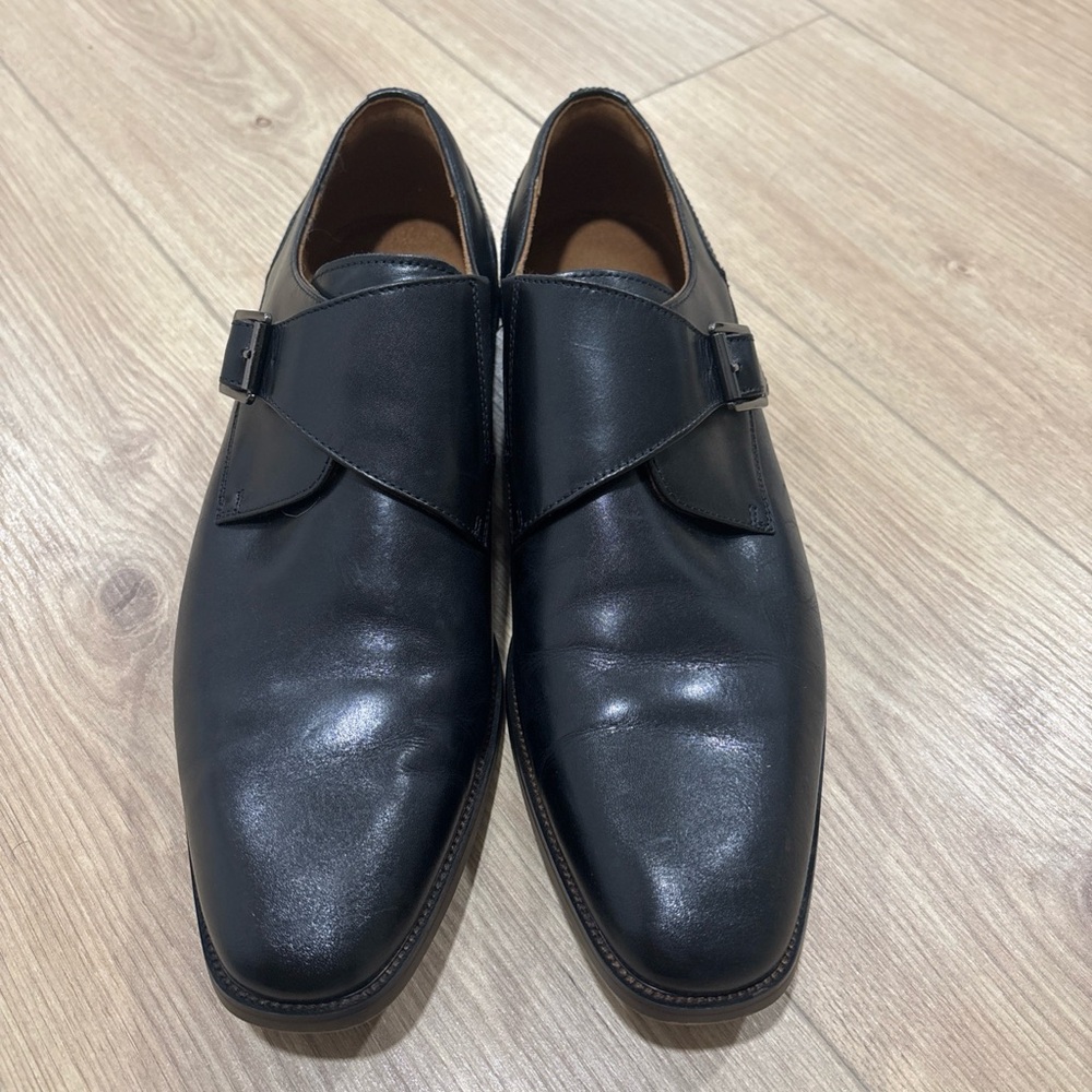 Florsheim Black Leather Single Monk Strap Dress Shoes